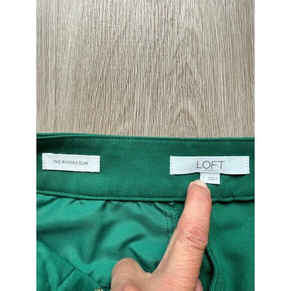LOFT Riviera Slim Dress Pants, Green, Women's size 2 - Picture 3 of 6